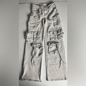 VIP Jeans Cargo Pants 26 Strap‎ Utility Wide Leg Skater Rave Y2K